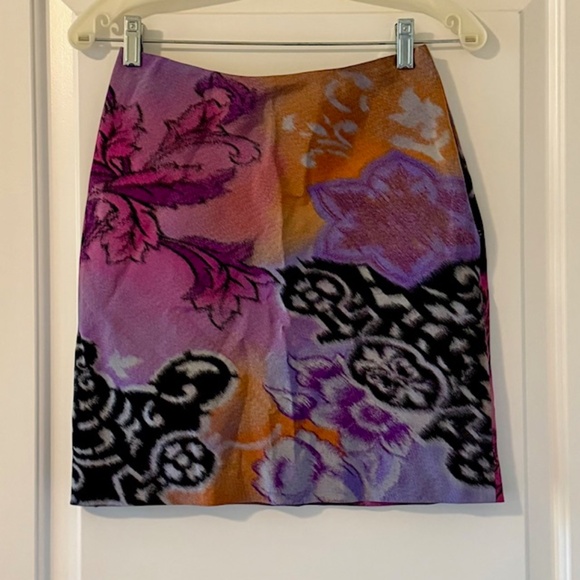 Ralph Lauren Collection Purple label Vintage Abstract Floral Silk Skirt Size 2 - Picture 1 of 8